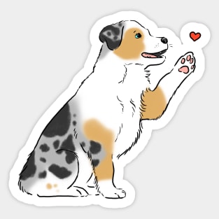 Australian Shepherd and Heart, Sweet Aussie Dog, Aussie Mom, Aussie Dad Sticker